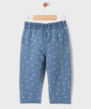 Jean droit à motif fleuri délavé bébé fille - LuluCastagnette vue3 - LULUCASTAGNETTE - GEMO
