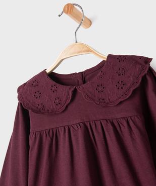 Tee-shirt manches longues ample à col Claudine en dentelle anglaise bébé fille vue2 - GEMO 4G BEBE - GEMO
