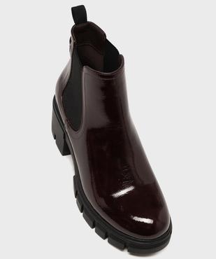 Boots femme vernies à talon carré et semelle crantée dessus verni vue5 - 5 MILES - GEMO