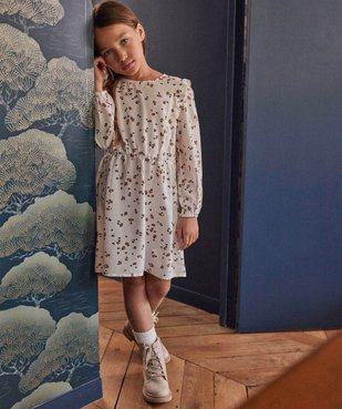 Robe de cérémonie manches longues fleurie fille - LuluCastagnette vue1 - LULUCASTAGNETTE - GEMO