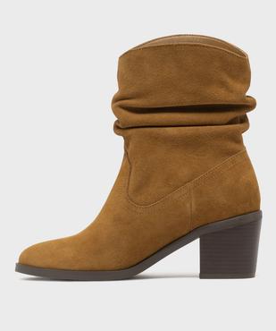Boots dessus cuir velours avec tige plissée femme - Tanéo vue4 - TANEO - GEMO