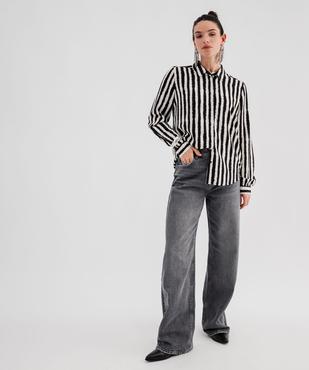 Jean wide leg taille haute coloris délavé femme vue4 - GEMO 4G FEMME - GEMO