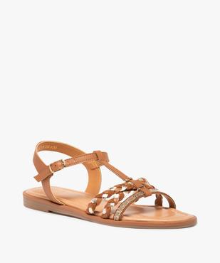 Sandales femme à talon plat et fines brides strass – Tanéo vue2 - TANEO - GEMO