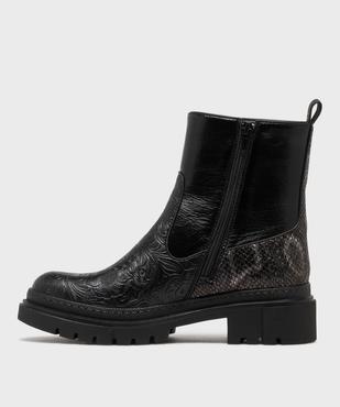 Boots avec empiècements texturés et semelle crantée femme - Emilia Rosa vue3 - EMILIA ROSA - GEMO