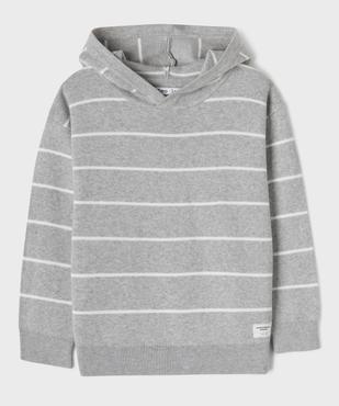 Pull à capuche en coton rayé garçon vue1 - GEMO (ENFANT) - GEMO