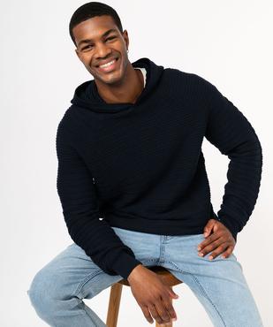 Pull à capuche en maile fantaisie homme vue1 - GEMO 4G HOMME - GEMO