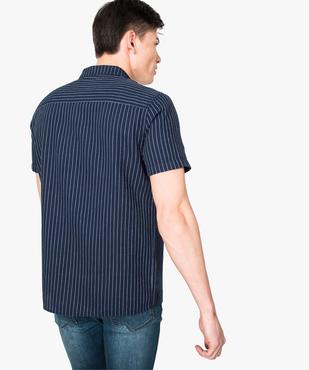 Chemise manches courtes marine à fines rayures  vue3 - GEMO (HOMME) - GEMO