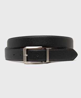 Ceinture grainée avec large boucle graphique en métal homme vue1 - GEMO (ACCESS) - GEMO