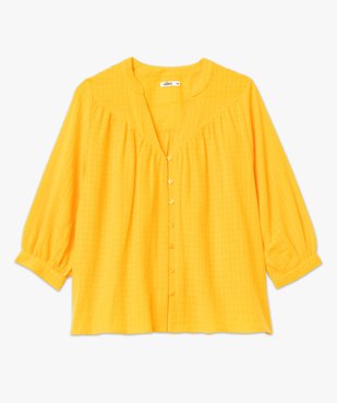 Blouse ample manches 3/4 en voile de coton à motif en relief vue4 - GEMO(FEMME PAP) - GEMO