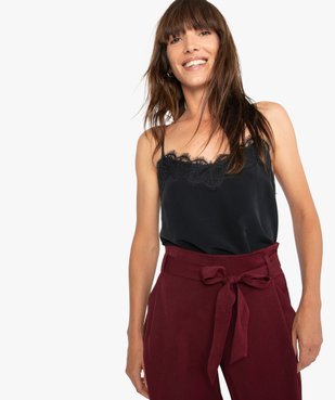 Blouse femme à fines bretelles et empiècements dentelle vue1 - GEMO(FEMME PAP) - GEMO