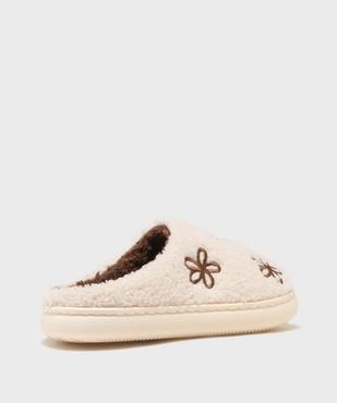 Chaussons mules en maille bouclette avec motifs fleuris femme vue4 - GEMO(HOMWR FEM) - GEMO