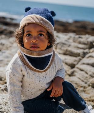 Bonnet tricolore avec doublure polaire bébé garçon vue3 - GEMO 4G BEBE - GEMO