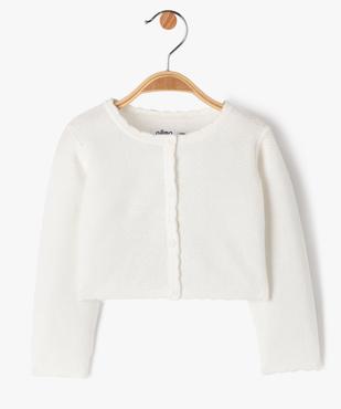 Gilet court en coton fantaisie bébé fille vue1 - GEMO(BEBE DEBT) - GEMO