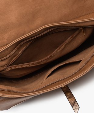 Sac femme forme besace en matière grainée avec touches pailletées vue3 - GEMO (ACCESS) - GEMO