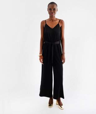 Combinaison pantalon satinée à fines bretelles femme vue1 - GEMO(FEMME PAP) - GEMO