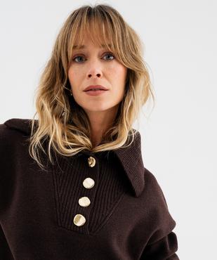 Pull col polo boutonné femme vue1 - GEMO(FEMME PAP) - GEMO