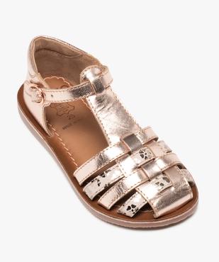 Sandales fille à brides multiples en cuir et bout fermé vue5 - GEMO (ENFANT) - GEMO