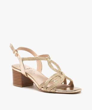 Sandales femme à talon et brides métallisées en cordelette vue2 - GEMO(URBAIN) - GEMO