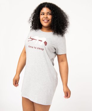 Chemise de nuit à manches courtes avec motifs femme grande taille vue1 - GEMO 4G FEMME - GEMO