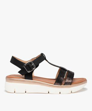 Sandales fille compensées à brides unies détails brillants vue1 - GEMO (ENFANT) - GEMO