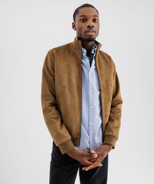 Veste en suédine à col montant homme vue1 - GEMO (HOMME) - GEMO