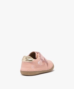 Chaussures premiers pas en cuir souple à double scratch bébé fille - Alma vue4 - ALMA - GEMO