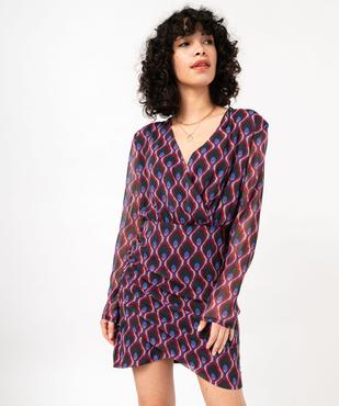 Robe imprimée à manches longues transparentes femme vue5 - GEMO(FEMME PAP) - GEMO