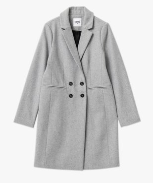 Manteau long droit en laine à double boutonnage femme vue4 - GEMO(FEMME PAP) - GEMO