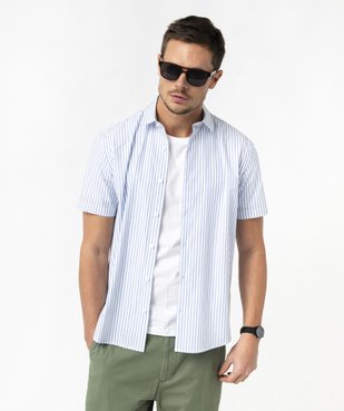 Chemise manches courtes à rayures homme vue1 - GEMO (HOMME) - GEMO