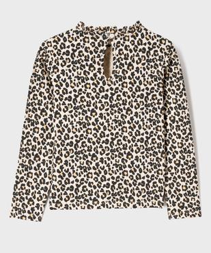 Tee-shirt manches longues imprimé avec col froncé fille vue3 - GEMO 4G FILLE - GEMO