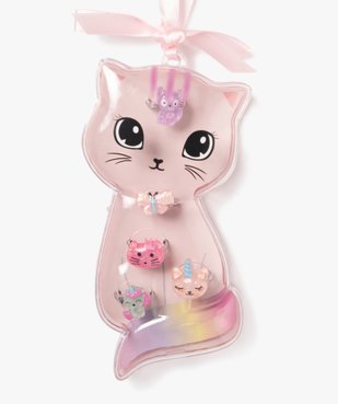 Coffret 5 bagues en forme de chat fille vue1 - GEMO (ACCESS) - GEMO