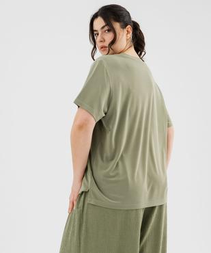 Tee-shirt manches courtes en modal souple col V femme grande taille vue3 - GEMO (G TAILLE) - GEMO