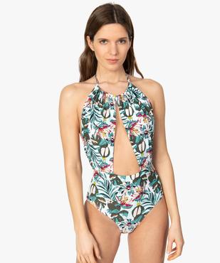 Maillot de bain femme une pièce à motifs fleuris vue1 - GEMO (PLAGE) - GEMO