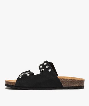 Mules femme à brides en cuir et clous métalliques vue3 - GEMO (CASUAL) - GEMO