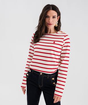 Tee-shirt manches longues rayé marinière femme - LuluCastagnette vue3 - LULU CASTAGNETTE GEMO FOR GOOD - GEMO