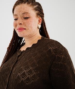 Gilet manches courtes en maille ajourée femme grande taille vue3 - GEMO 4G GT - GEMO