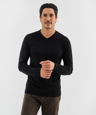 Tee-shirt manches longues et col V homme vue1 - GEMO 4G HOMME - GEMO