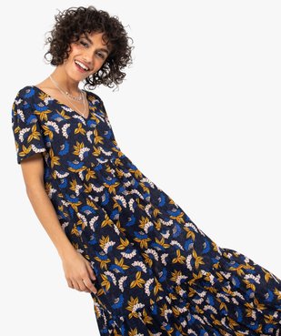 Robe femme à manches courtes avec motifs fleuris vue2 - GEMO(FEMME PAP) - GEMO