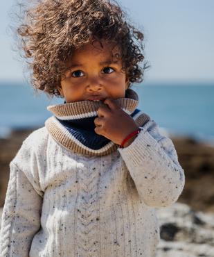 Pull torsadé en maille mouchetée bébé garçon vue4 - GEMO(BEBE DEBT) - GEMO