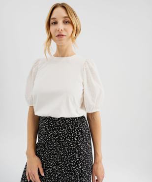 Tee-shirt manches courtes en broderie anglaise femme vue4 - GEMO 4G FEMME - GEMO