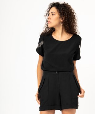 Blouse à manches courtes avec franges chaines femme vue2 - GEMO(FEMME PAP) - GEMO
