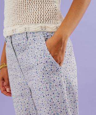 Pantalon en coton stretch fleuri coupe droite vue2 - GEMO(FEMME PAP) - GEMO