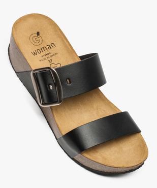 Mules femme à et talon compensé et larges brides en cuir vue5 - GEMO(URBAIN) - GEMO