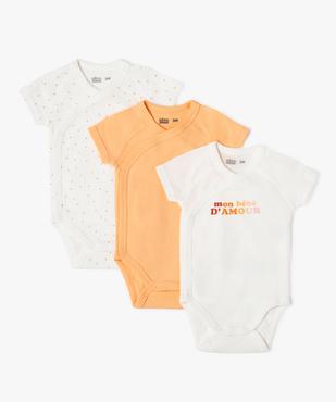 Body manches courtes fermeture croisée bébé fille (lot de 3) vue1 - GEMO 4G BEBE - GEMO