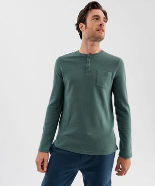 Tee-shirt à manches longues à col tunisien homme vue1 - GEMO (HOMME) - GEMO