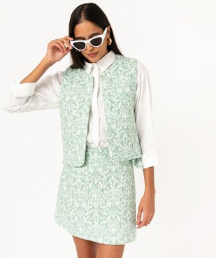 Gilet sans manches matelassé à motifs fleuris femme vue2 - GEMO 4G FEMME - GEMO