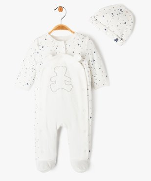 Ensemble 2 pièces bébé : pyjama en velours et bonnet - LuluCastagnette vue1 - LULUCASTAGNETTE - GEMO