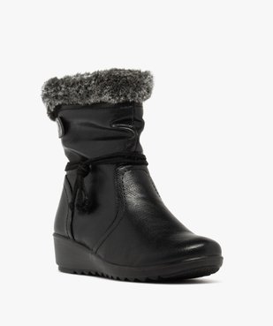 Boots femme fourrées confort à talon compensé et col duveteux vue2 - G'FLEX - GEMO