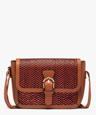 Sac femme forme rectangle en raphia tressé avec large rabat vue1 - GEMO (ACCESS) - GEMO