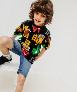 Bermuda en jean coupe skater en denim de coton délavé garçon vue1 - GEMO (ENFANT) - GEMO